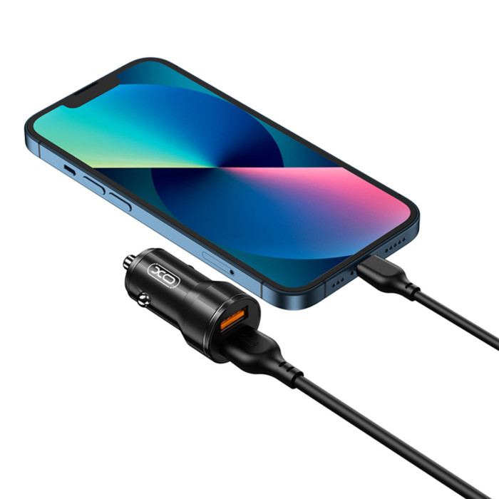 Автомобільний зарядний пристрій XO CC48 Smart Dual USB Metal чорний