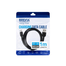 Кабель Brevia USB to Type-C 2,4A 1м, чорний ZIP (51100BUCZ1)