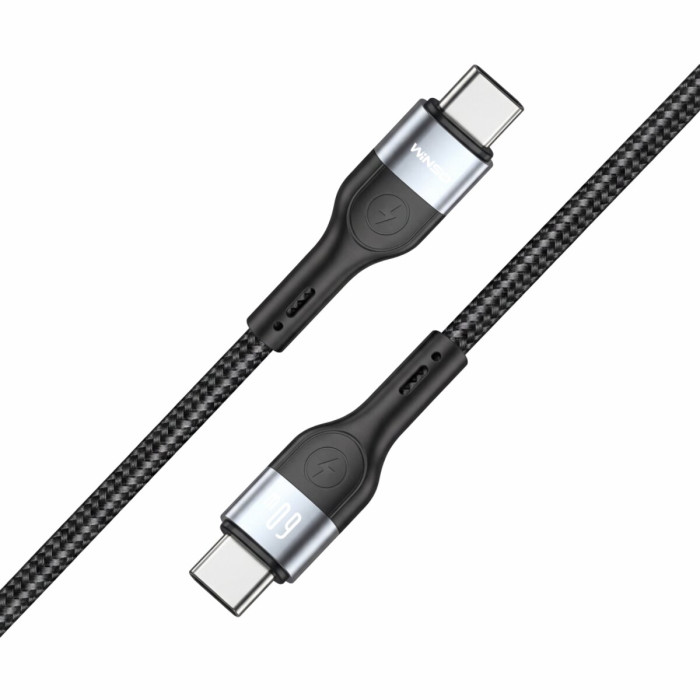 Кабель Winso Pro Type-C to Type-C 60W TPE+плетіння 1,2м чорний