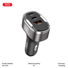 Автомобільний зарядний пристрій XO CC61 Smart USB/Type-C/Lightning 100W срібний