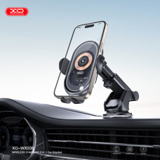 Тримач телефону автомобільний XO з бездротовою зарядкою WX038 15W Transparent Car Wireless Charging чорний