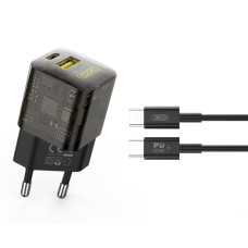 Мережевий зарядний пристрій XO CE05 Gan PD30W+QC3.0 18W + Type-c кабель коричневий