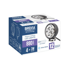 Фара світлодіодна Brevia Epistar Spot 10-30V, 12W (4x3W), 880Lm, 1шт