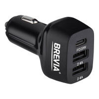 Автомобільний зарядний пристрій Brevia ePower TriDrive 44W 1xUSB-C+2xUSB-A чорний
