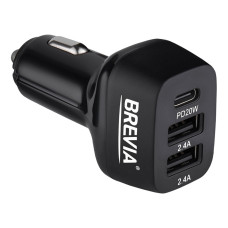 Автомобільний зарядний пристрій Brevia ePower TriDrive 44W 1xUSB-C+2xUSB-A чорний