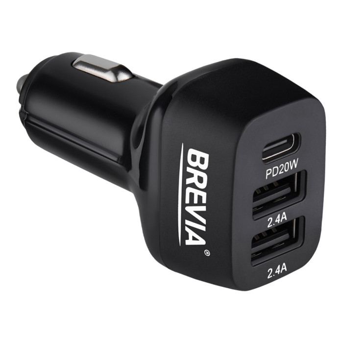Автомобільний зарядний пристрій Brevia ePower TriDrive 44W 1xUSB-C+2xUSB-A чорний