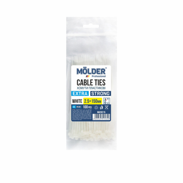 Хомути Molder пластикові білі 2,5x150, 100шт