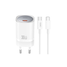 Мережевий зарядний пристрій XO CE20 PD30W/PPS33W 1USB-C + Type-C кабель білий