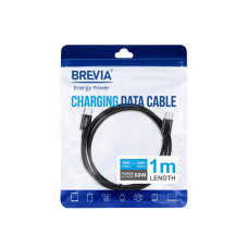 Кабель Brevia Type-C to Type-C 60W 1м, чорний ZIP (55100BCCZ1)