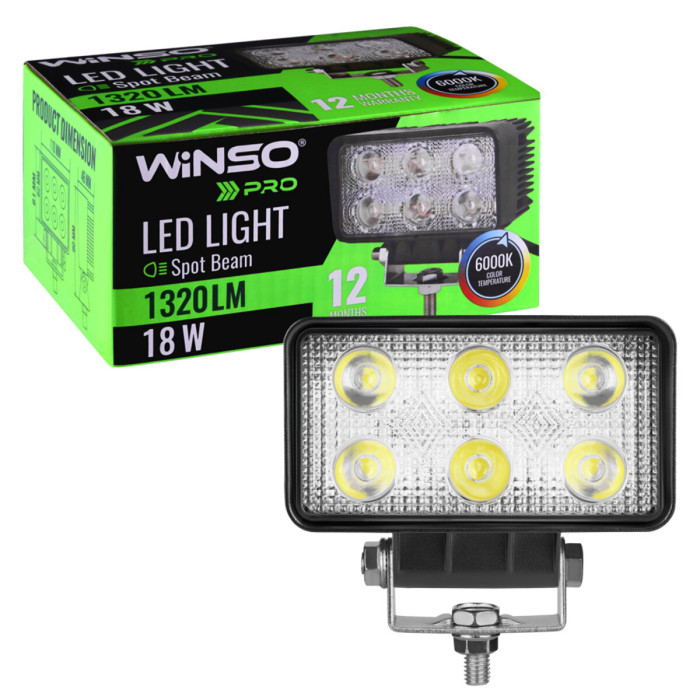 Фара світлодіодна Winso Pro Epistar white точковий 10-30V, 18W (6x3W), 1шт