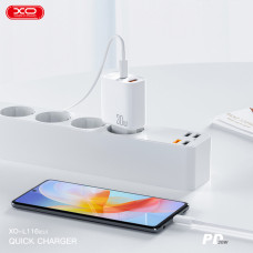 Мережевий зарядний пристрій XO L116 PD30W/QC18W1USB-C+1USB-A білий