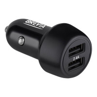 Автомобільний зарядний пристрій Brevia ePower DualDrive 12W 2xUSB-A чорний