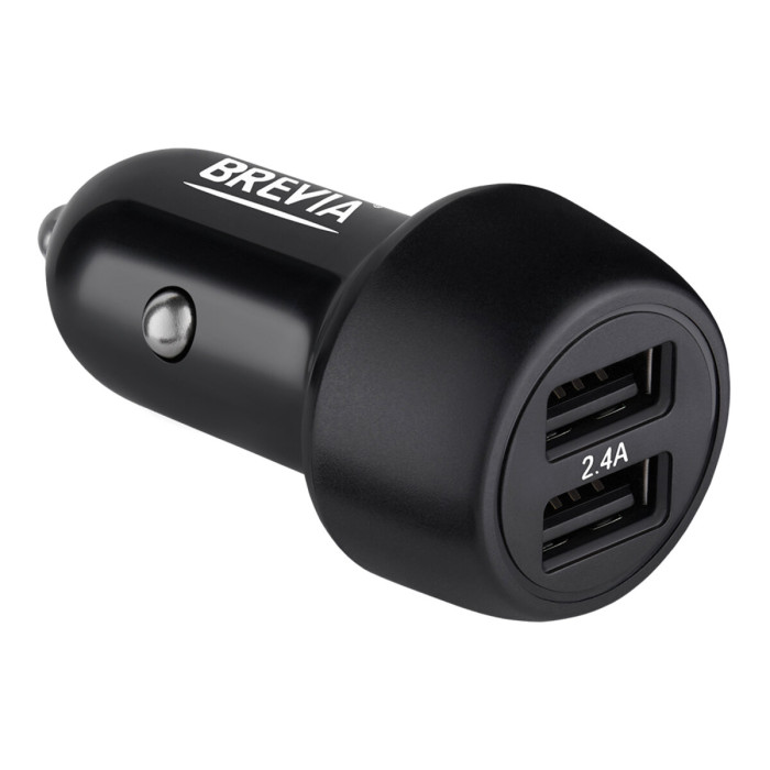 Автомобільний зарядний пристрій Brevia ePower DualDrive 12W 2xUSB-A чорний