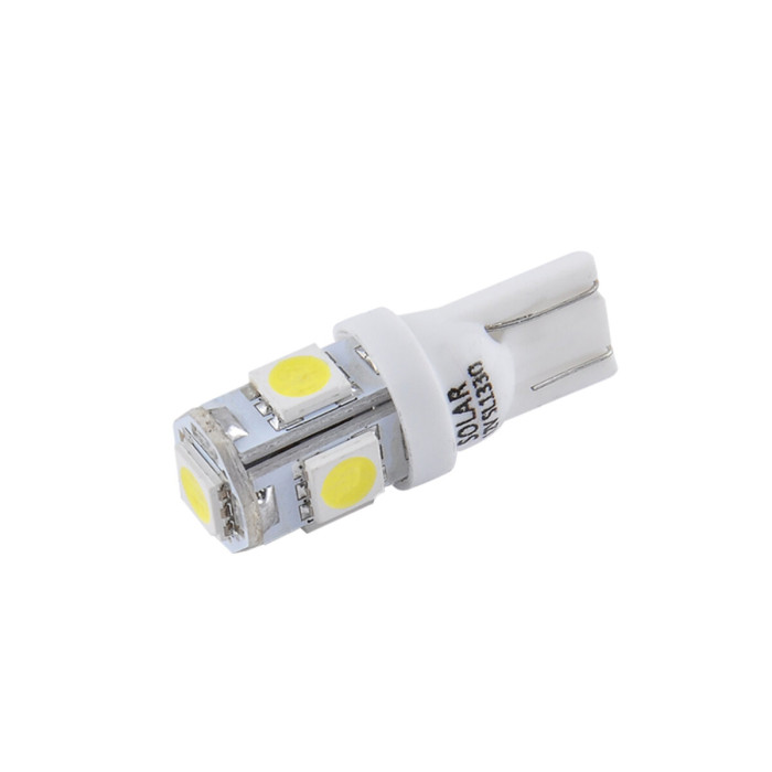 Автолампа Solar LED 12V T10 W2.1x9.5d 5SMD white, 2шт SL1330