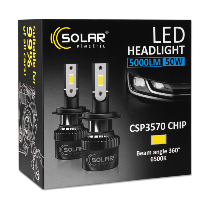 Автолампа Solar LED H8-H11-H16 12/24V 50W 5000Lm 6500K CSP3570