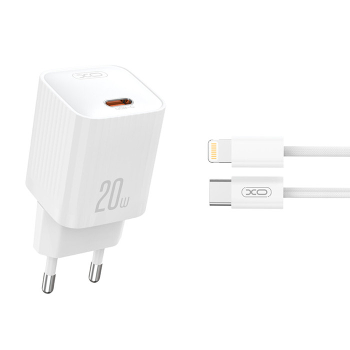 Мережевий зарядний пристрій XO L146 PD20W Single USB-C + Lightning cable білий