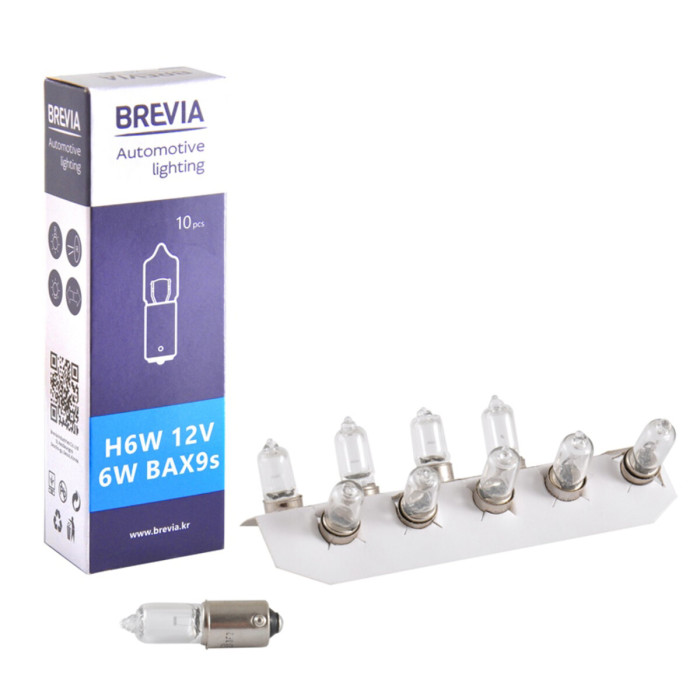Лампа розжарювання Brevia H6W 12V 6W BA9s CP, 10шт