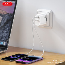 Мережевий зарядний пристрій XO L117 PD45W/QC18W 2USB-C+1USB-A білий