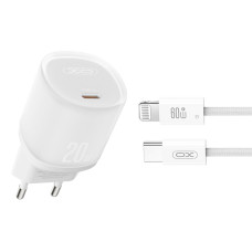 Мережевий зарядний пристрій XO L143 PD20W Single USB-C + Lightning кабель білий