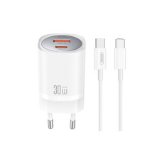 Мережевий зарядний пристрій XO CE21 PD30W/PPS33W 1USB-A+1USB-C + Type-C кабель білий