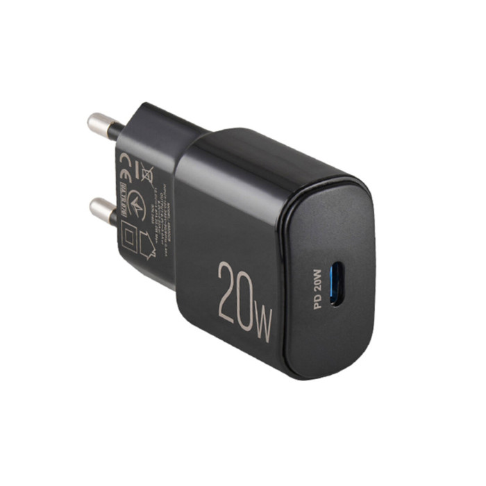 Мережевий зарядний пристрій Brevia ePower PD20W USB-C чорний