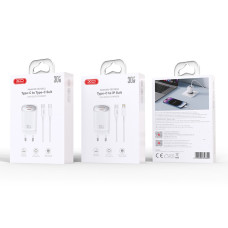 Мережевий зарядний пристрій XO CE21 PD30W/PPS33W 1USB-A+1USB-C + Type-C кабель білий
