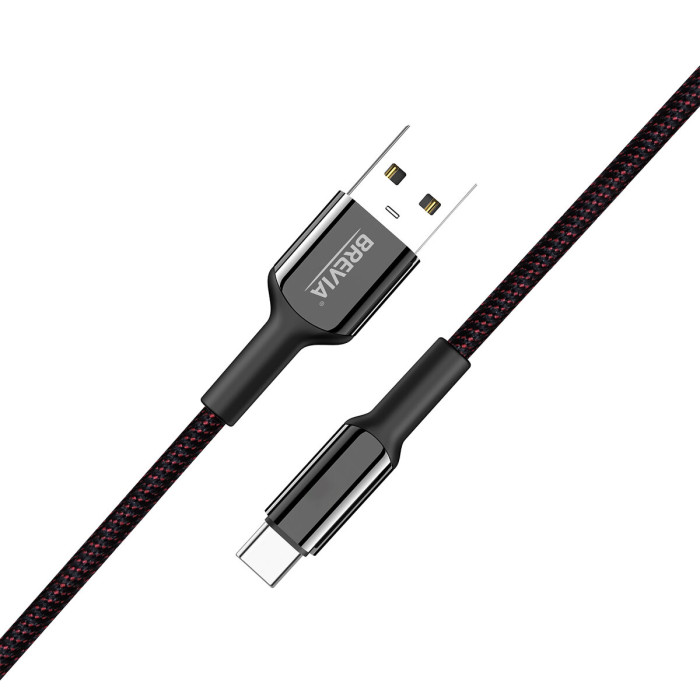 Кабель Brevia USB to Type-C 2,4А 1,2м, чорний box (54120BUCC1)