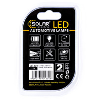 Автолампа Solar LED 12V T10 W2.1x9.5d 5SMD white, 2шт SL1330