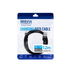 Кабель Brevia USB to Lightning 2,4A 1,2м, чорний ZIP (52120BULZ1)