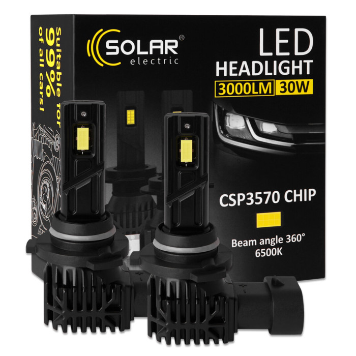 Автолампа Solar LED HB3(9005) 12V 30W 3000Lm 6500K CSP3570 2шт