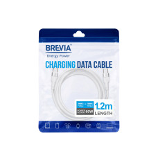 Кабель Brevia Type-C to Type-C 60W 1,2м, білий ZIP (52120WCCZ1)