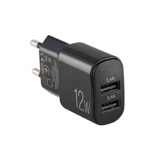 Мережевий зарядний пристрій Brevia ePower 12W 2xUSB-A чорний