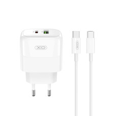 Мережевий зарядний пристрій XO L138 PD30W/QC18W 1USB-A+1USB-C + Type-c кабель білий