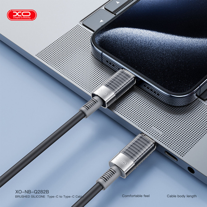 Кабель XO Brushed Silicone USB to Type-C 6A 1м чорний