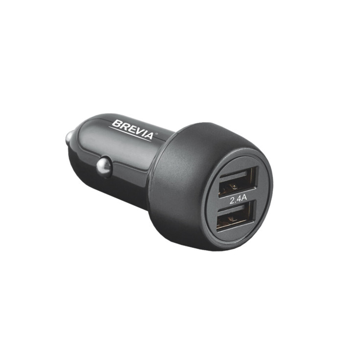 Автомобільний зарядний пристрій Brevia ePower DualDrive 12W 2xUSB-A чорний