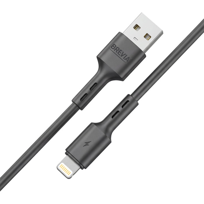 Кабель Brevia USB to Lightning 2,4A 1м, чорний ZIP (51100BULZ1)