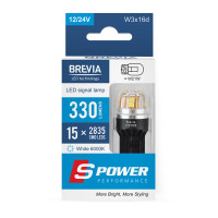 Автолампа Brevia S-Power LED W21W 330Lm 15x2835SMD 12/24V CANbus, 2шт