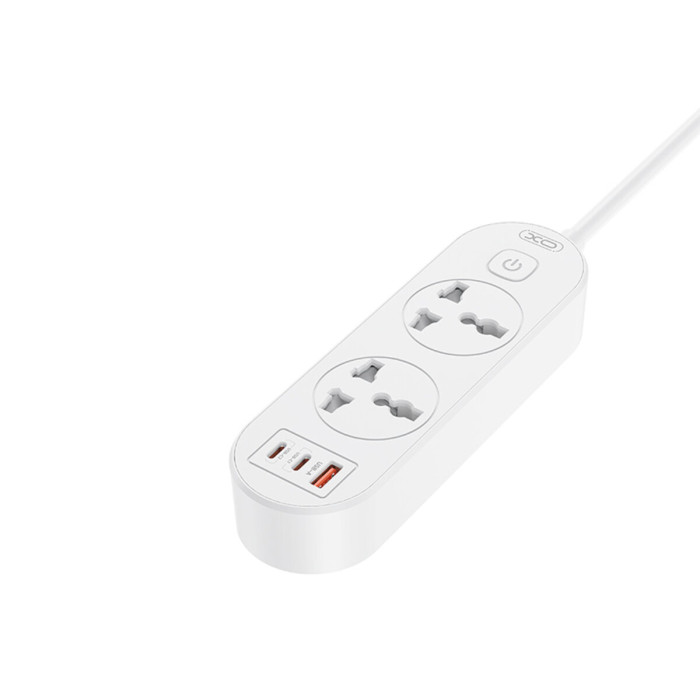 Мережевий фільтр XO WL31 30W (2 розетки +1USB-A+2USB-C) з головними вимикачем 1,5м. білий