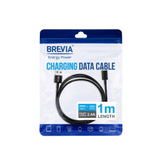 Кабель Brevia USB to Type-C 2,4А 1м, чорний ZIP (55100BUCZ1)