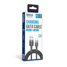 Кабель Brevia USB to Type-C 2,4А 1,2м, чорний box (53120BUCC1)