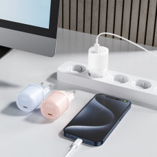 Мережевий зарядний пристрій XO L143 PD20W Single USB-C + Type-C кабель білий