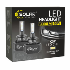 Автолампа Solar LED H7 12/24V 6000K 5000Lm 40W, CSP1860 2шт