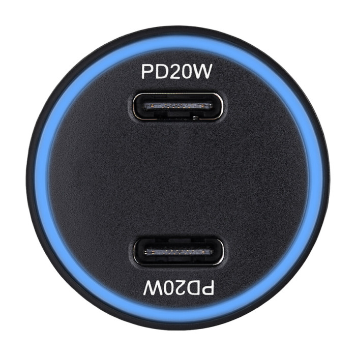 Автомобільний зарядний пристрій Brevia ePower DualCharge Display 40W 2xUSB-C чорний