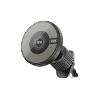 Тримач телефону автомобільний XO з бездротовою зарядкою CX025 Magnetic Car Air Vent 15W чорний