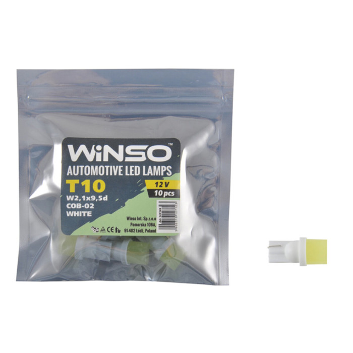 Автолампа Winso LED 12V SMD T10 W2.1x9.5d, 10шт 127120