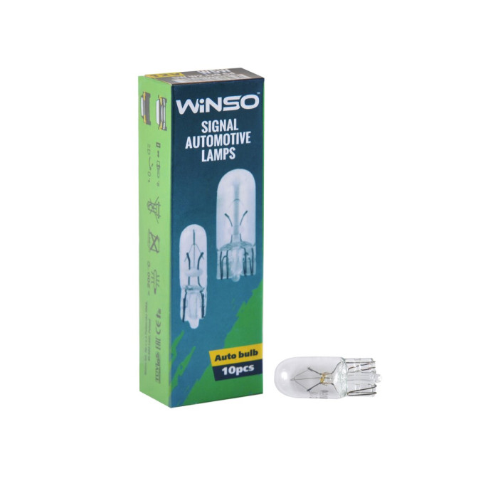 Лампа розжарювання Winso 12V W5W 5W W2.1x9.5d, 10шт