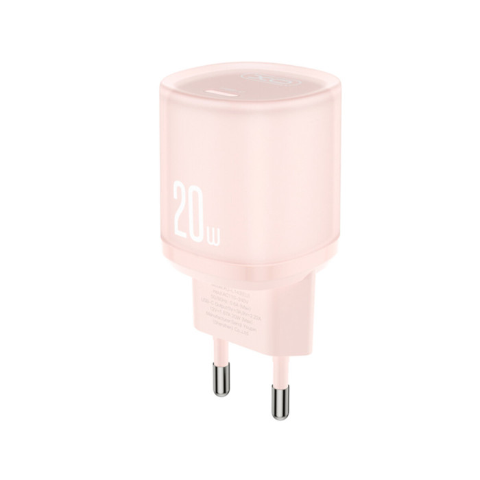 Мережевий зарядний пристрій XO L143 PD20W Single USB-C рожевий