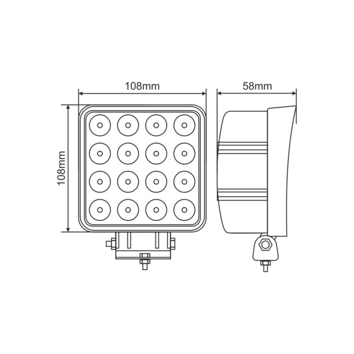 Фара світлодіодна Brevia Epistar white Flood 10-30V, 48W (16x3W), 3520Lm, 1шт