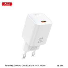 Мережевий зарядний пристрій XO L146 PD20W Single USB-C + Lightning cable білий
