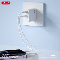 Мережевий зарядний пристрій XO L116 PD30W/QC18W 1USB-C+1USB-A Type-C кабель білий